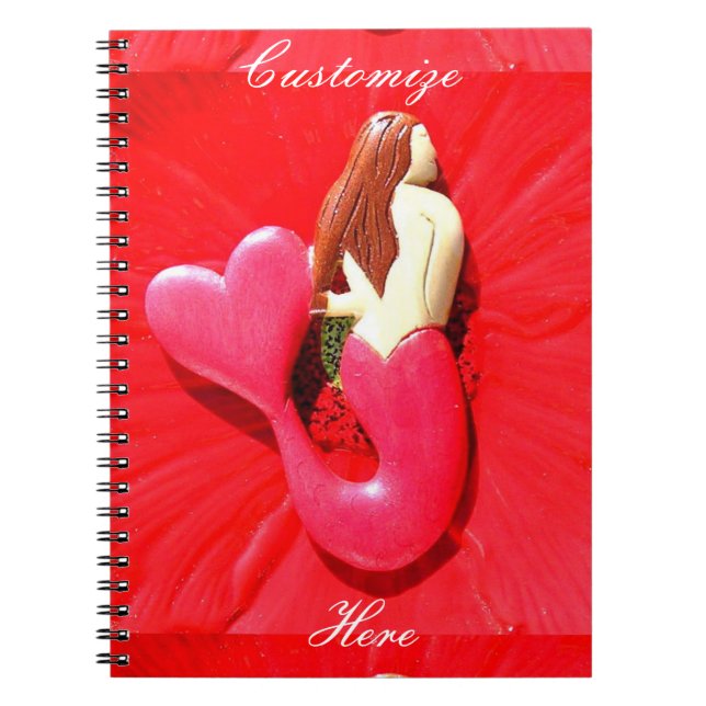 Caderno Espiral sereia ruiva de cauda cardíaca (Frente)