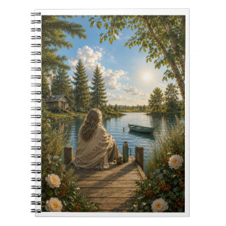Caderno Espiral Serene Lakeside Notebook | Peaceful Nature & Cotta