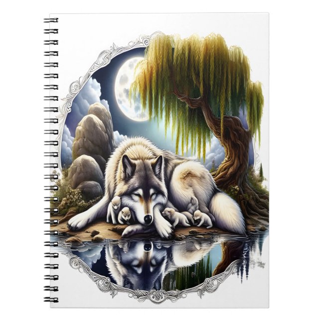 Caderno Espiral Serenidade Lua Um Lobo Desmoronante (Frente)