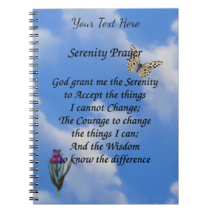 Caderno Espiral Serenity Prayer Butterfly Flower Inspiration