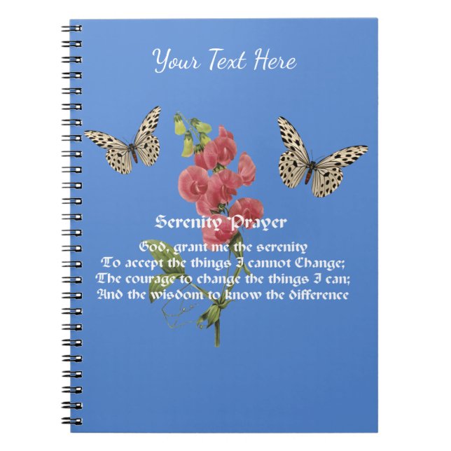 Caderno Espiral Serenity Prayer E Butterfly (Frente)