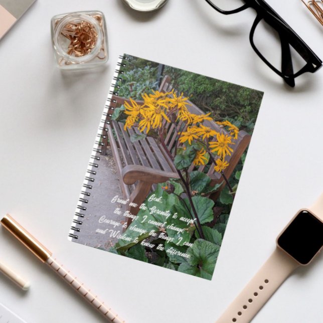 Caderno Espiral Serenity Prayer Garden Bench Floral (In Situ)