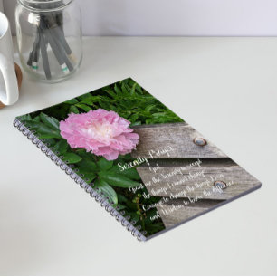 Caderno Espiral Serenity Prayer Pink Peony Bloom Floral