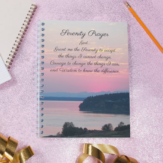 Caderno Espiral Serenity Prayer Pink Seascape Foto Sunset (In Situ)