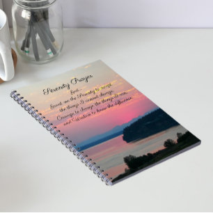 Caderno Espiral Serenity Prayer Pink Seascape Sunset Foto Noteboo