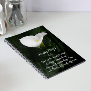 Caderno Espiral Serenity Prayer White Calla Lily Floral