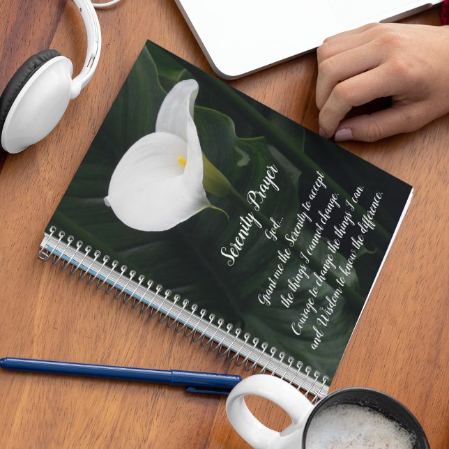 Caderno Espiral Serenity Prayer White Calla Lily Floral (In Situ)
