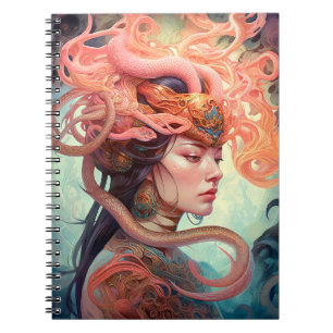 Caderno Espiral Serpent Hair Lady Fantasy Art