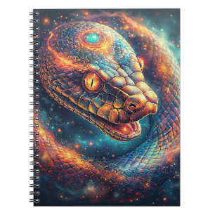 Caderno Espiral Serpente Cósmica com Escamas Brilhantes
