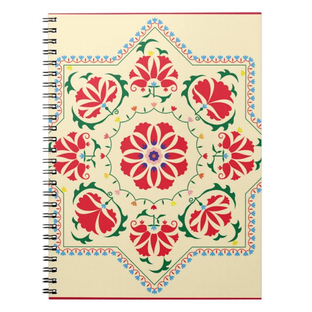 Caderno Espiral serpente etnia uzbeque suzanisuzani, tecido (Frente)