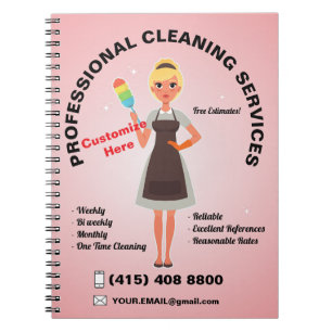 Caderno Espiral Serviço de Limpeza da Casa Maid Senhora Janitorial