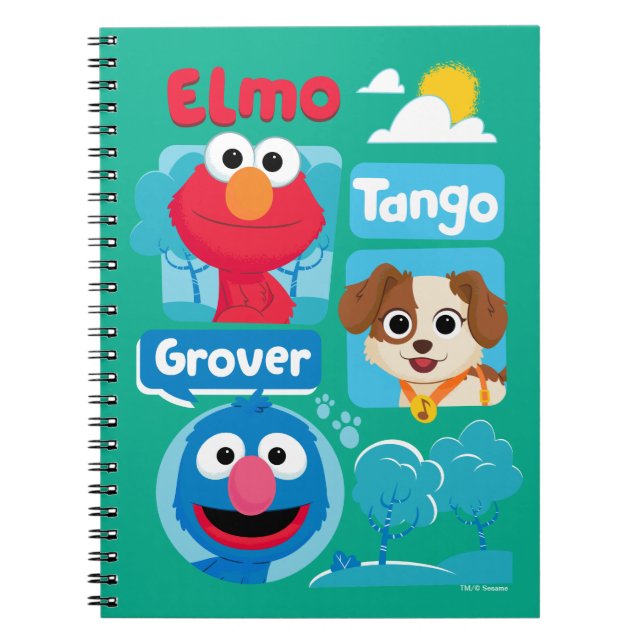Caderno Espiral Sesame Street | Gráfico do Parque do Elmo, Tango e (Frente)