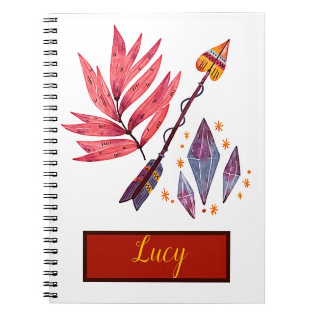 Caderno Espiral Seta de aquarela e diamantes (Frente)