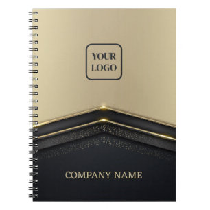 Caderno Espiral Seta Dourada de luxo e bege preto