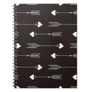 Caderno Espiral Setas, corações, padrão de abstrato.