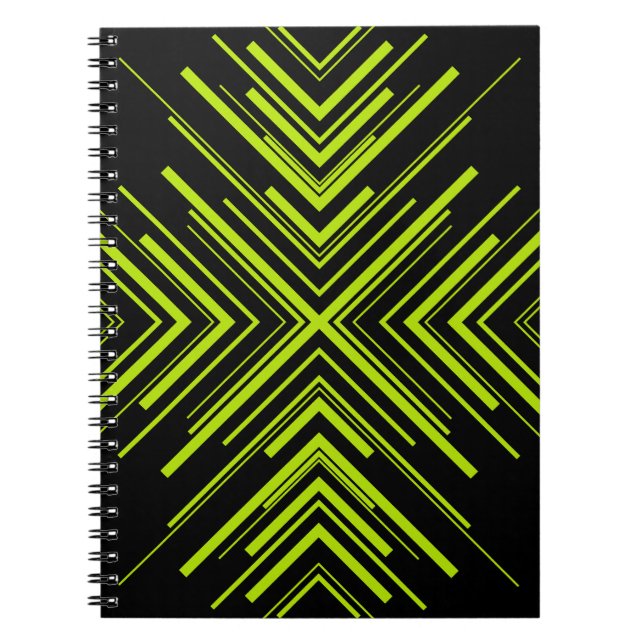 Caderno Espiral Setas em Verde Lima e Preto (Frente)