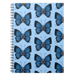 Caderno Espiral Setembro Sapphire Blue Butterfly Patterfly Design