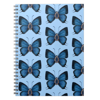 Caderno Espiral Setembro Sapphire Blue Butterfly Patterfly Design