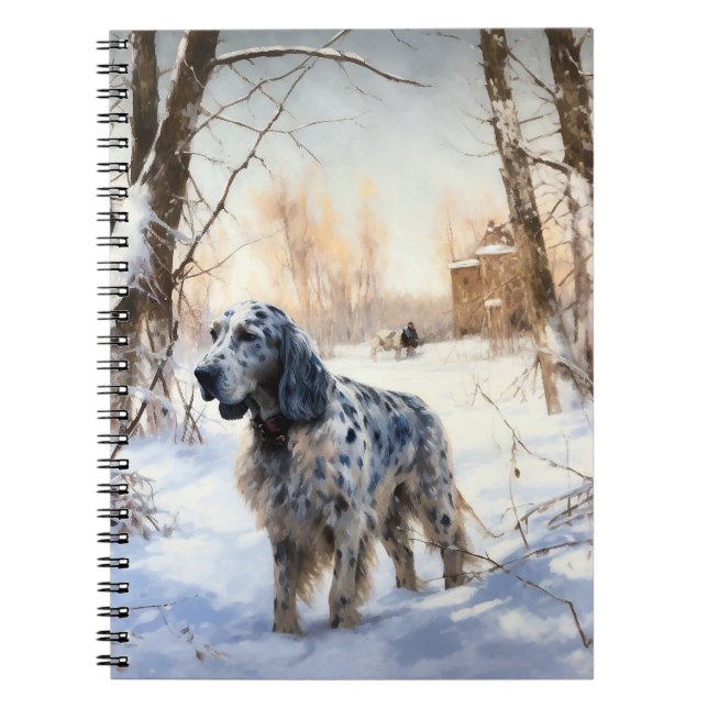 Caderno Espiral Setter Inglês Deixe Nevar Natal (Frente)