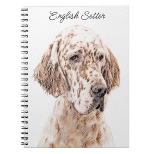 Caderno Espiral Setter Inglês Laranja Belton Pintando Arte Cão