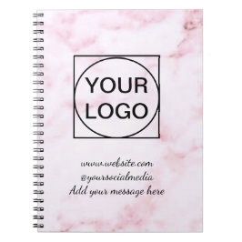 Caderno Espiral Seu logotipo aqui branco simples minimalista MÁRMO