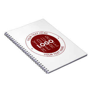 Caderno Espiral Seu Logotipo e Texto Personalizável Vermelho Esc