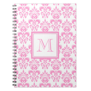 Caderno Espiral Seu monograma, cor damasco cor-de-rosa 2