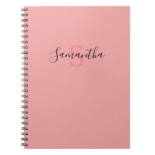 Caderno Espiral Seu Nome Tipografia Monograma - Rosa