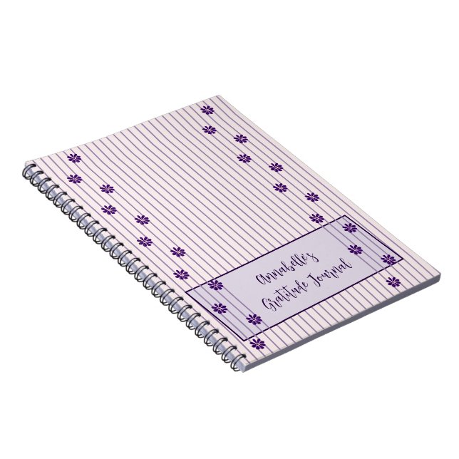 Caderno Espiral Seu nome Violet Stripes & Rows of Purple Flowers (Lado Direito)