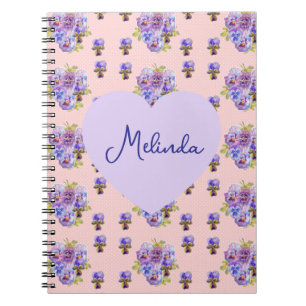 Caderno Espiral Shabby Chic Floral Bolinha Pastel Nome da Mulher