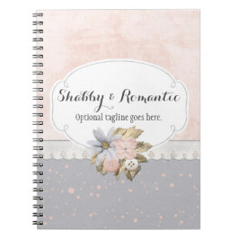 Caderno Espiral Shabby Chic Rústico Botões de Costura Florais Bout