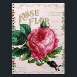 Caderno Espiral SHABBYCHIC English Rose vintage pink<br><div class="desc">Lovely shabbychic vintage rose decoupage style design by LeahG. French Typography, Paris style fashionStunning shabbychic decoupage style design by LeahG featuring two parisian lovers, vintage old style couple. Romantic pink, flowers, blossoms, man, woman, tree. Lovely shabbychic accessories, gifts and decorative items for your home. Shabbychic rustic themed accessories are hugely...</div>