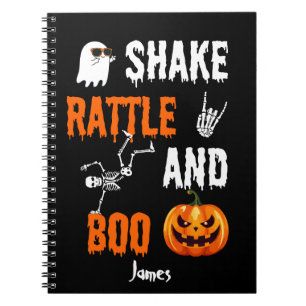 Caderno Espiral Shake, Rattle, Boo Diversão Esqueleto Abóbora Hall
