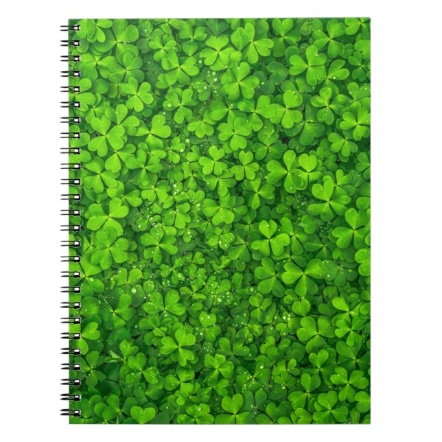 Caderno Espiral Shamrock Clovers Green Irish Símbolo Irlanda (Frente)