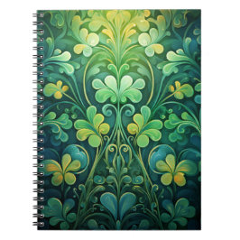 CADERNO ESPIRAL SHAMROCKS VERDE IRLANDÊS DA COBERTURA CELTICA