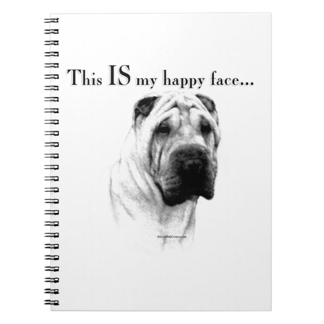 Caderno Espiral Shar Pei Happy Face Chinês (Frente)