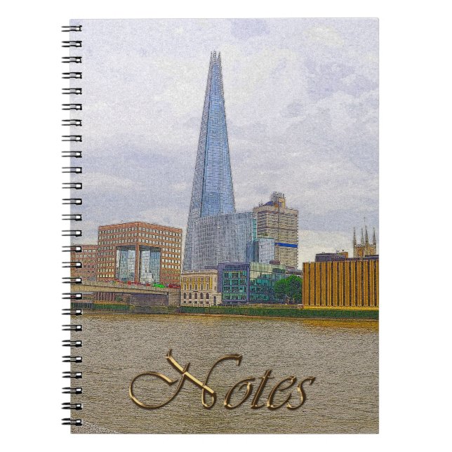 Caderno Espiral Shard, Thames River, Londres, Inglaterra (Frente)
