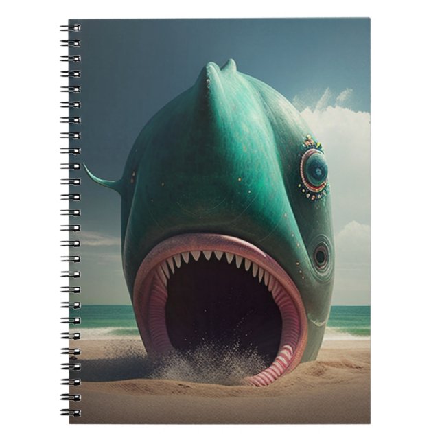 Caderno Espiral Shark sculpture on the beach (Frente)
