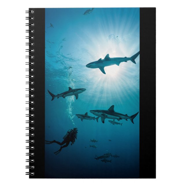 Caderno Espiral Sharks and Diver (Frente)