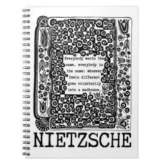 Caderno Espiral sheep and MADHOUSE philosophy quote by Nietzsche
