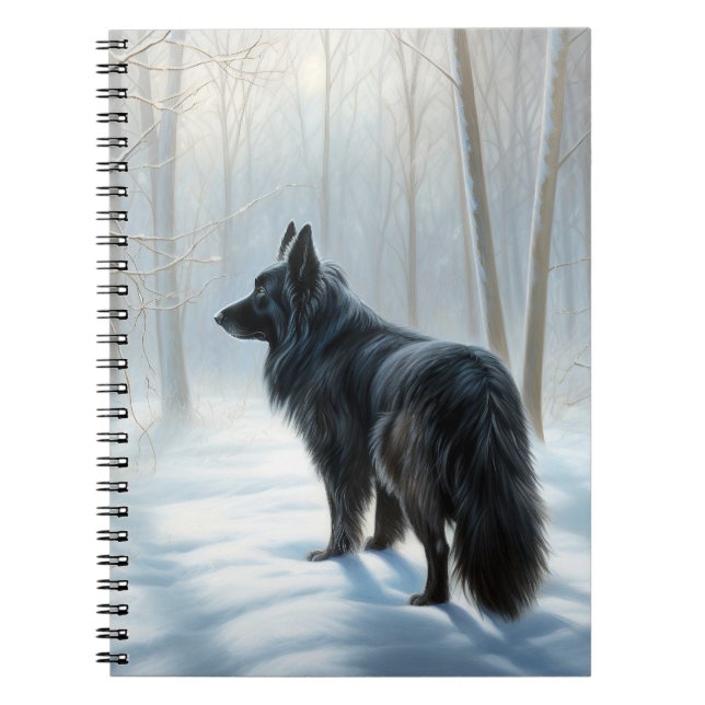 Caderno Espiral Sheepdog belga deixa nevar o Natal (Frente)