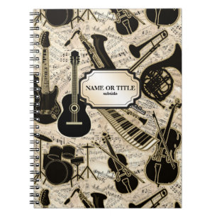 Caderno Espiral Sheet Music and Instruments Black/Dourado ID481