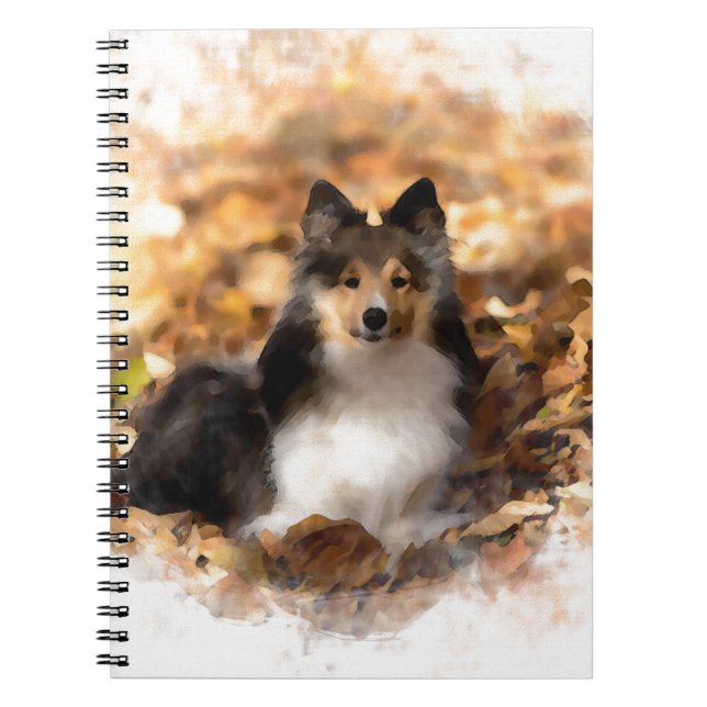 Caderno Espiral Sheltie Shetland Sheepdog Art Painting (Frente)