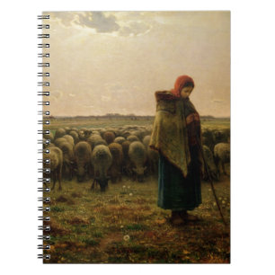 Caderno Espiral Shepherdess com seu Flock, 1863