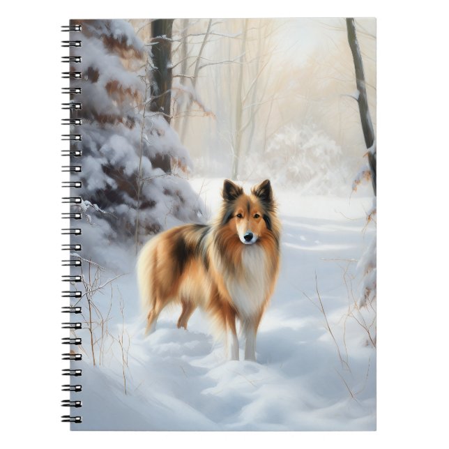 Caderno Espiral Shetland Sheepdog Deixe Nevar Natal (Frente)