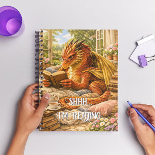 Caderno Espiral Shhh… Estou Lendo Dragão de Leitura Aconchegante