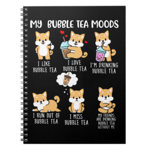 Caderno Espiral Shiba Inu Bubble Tea Women Boba Tea Dog Bubble Tea