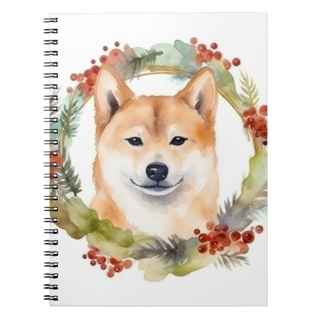 Caderno Espiral Shiba Inu Wreath Festivo (Frente)