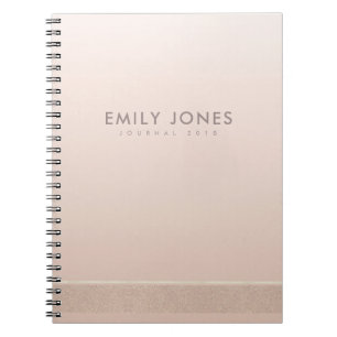 CADERNO ESPIRAL SHIMMER DOURADO COR-DE-ROSA MÍNIMO ELEGANTE