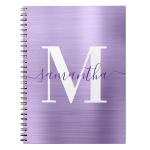 Caderno Espiral Shimmer Real Púrpura e Branco Monograma Pálido